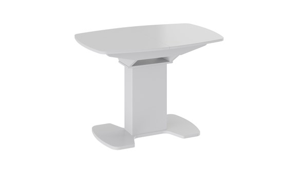 Кухонный раскладной стол Портофино (СМ(ТД)-105.01.11(1)), цвет  Белый глянец/Стекло белое в Радужном - изображение