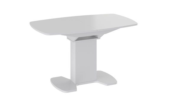 Кухонный раздвижной стол Портофино (СМ(ТД)-105.02.11(1)), цвет Белый глянец/Стекло белое в Пыть-Яхе - изображение