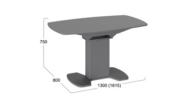 Раздвижной стол Портофино (СМ(ТД)-105.02.11(1)), цвет Серое/Стекло серое матовое LUX в Нижневартовске - предосмотр 1