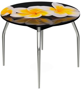 Кухонный стол раздвижной Ривьера - Круг, ноги хром №5, ФП (Цветы №11) в Урае