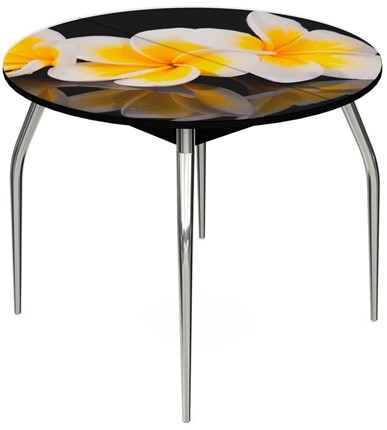 Кухонный стол раздвижной Ривьера - Круг, ноги метал. крашеные №24, ФП (Цветы №11) в Лангепасе - изображение