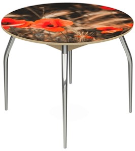 Обеденный раздвижной стол Ривьера - Круг, ноги метал. крашеные №24, ФП (Цветы №38) в Лангепасе
