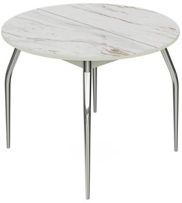 Кухонный стол раскладной Ривьера - Круг, ноги метал. крашеные №24, ФП (Мрамор №14) в Когалыме