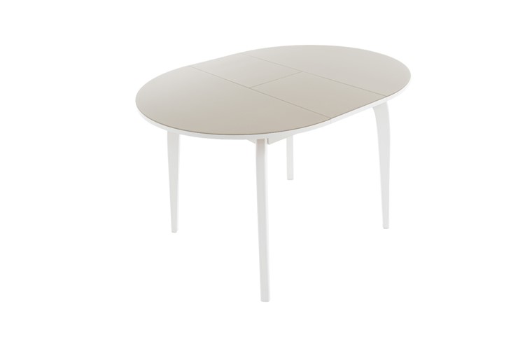 Кухонный раздвижной стол Ривьера исп. круг хром №5 (стекло белое/белый) в Лангепасе - изображение 2