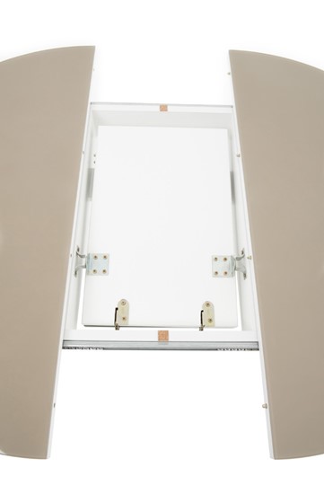 Кухонный раздвижной стол Ривьера исп. круг хром №5 (стекло белое/белый) в Лангепасе - изображение 3