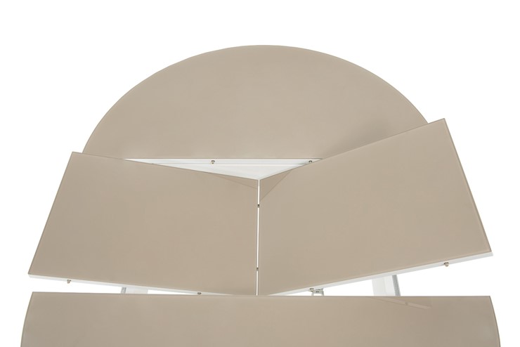 Кухонный раздвижной стол Ривьера исп. круг хром №5 (стекло белое/белый) в Советском - изображение 4
