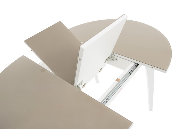 Кухонный раздвижной стол Ривьера исп. круг хром №5 (стекло белое/белый) в Лангепасе - изображение 5