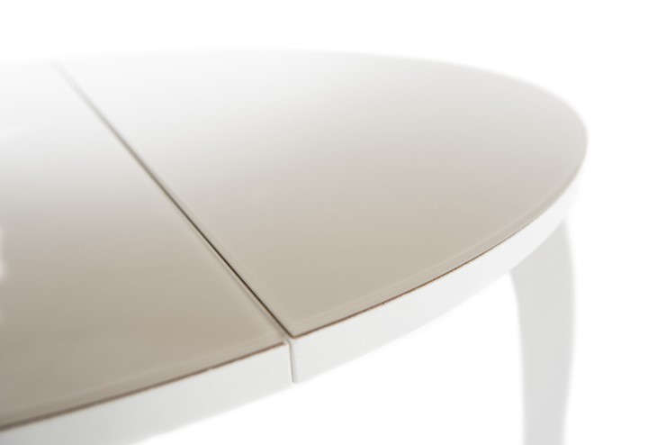 Кухонный раздвижной стол Ривьера исп. круг хром №5 (стекло белое/белый) в Лангепасе - изображение 6
