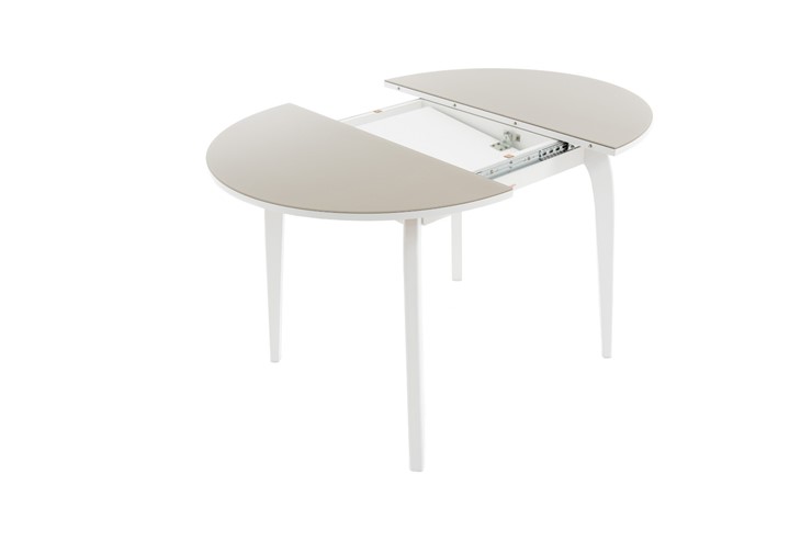 Кухонный раздвижной стол Ривьера исп. круг хром №5 (стекло белое/белый) в Лангепасе - изображение 7