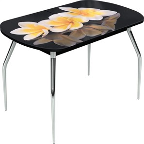 Кухонный стол раздвижной Ривьера исп.1 ноги метал. крашеные №24 Фотопечать (Цветы №11) в Сургуте