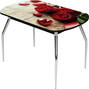 Раздвижной стол Ривьера исп.1 ноги метал. крашеные №24 Фотопечать (Цветы №33) в Сургуте