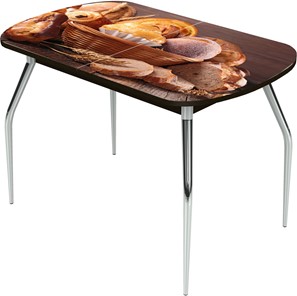 Кухонный раскладной стол Ривьера исп.1 ноги метал. крашеные №24 Фотопечать (Хлеб №3 в Нягани