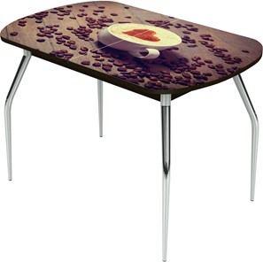 Раздвижной стол Ривьера исп.1 ноги метал. крашеные №24 Фотопечать (Кофе №20) в Нягани