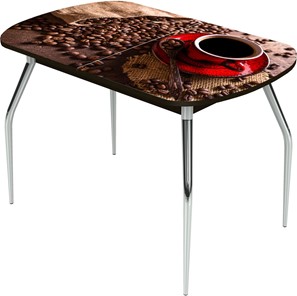 Кухонный раздвижной стол Ривьера исп.1 ноги метал. крашеные №24 Фотопечать (Кофе №4) в Лангепасе