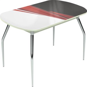 Кухонный стол раскладной Ривьера исп.1 ноги метал. крашеные №24 Фотопечать (Текстура №46) в Лангепасе