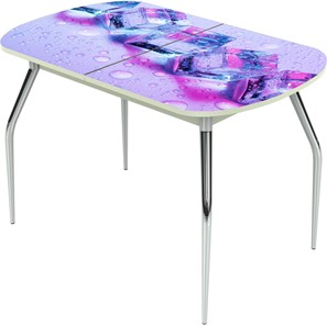 Раздвижной стол Ривьера исп.1 ноги метал. крашеные №24 Фотопечать (Вода №2) в Лангепасе