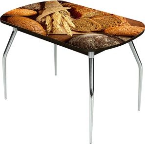 Кухонный стол раскладной Ривьера исп.2 ноги  хром. №5 Фотопечать (Хлеб №7) в Лангепасе