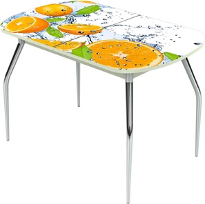 Кухонный стол раздвижной Ривьера исп.2 ноги метал. крашеные №24 Фотопечать (Фрукты №16) в Лангепасе