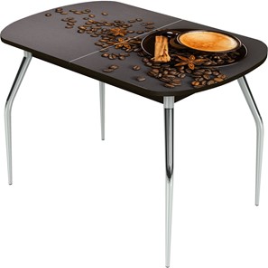 Кухонный раздвижной стол Ривьера исп.2 ноги метал. крашеные №24 Фотопечать (Кофе №5) в Лангепасе