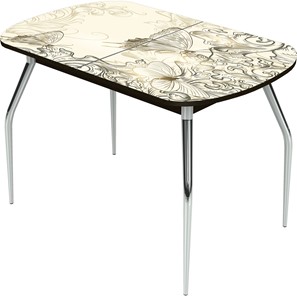 Кухонный раскладной стол Ривьера исп.2 ноги метал. крашеные №24 Фотопечать (Текстура №33) в Лангепасе