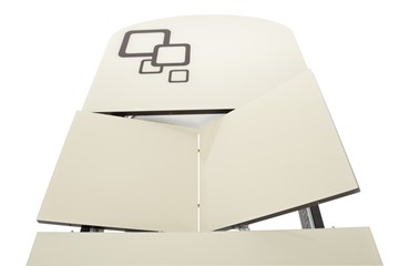 Обеденный раздвижной стол Ривьера мини дерево №1, Рисунок квадро (стекло черное/белый/белый) в Лангепасе - предосмотр 4
