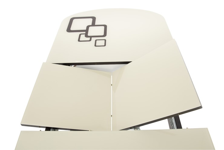 Стол раздвижной Ривьера мини хром №5, Рисунок квадро (стекло белое/черный/черный) в Югорске - изображение 4