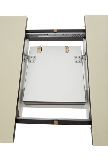 Стол раздвижной Ривьера мини хром №5, Рисунок квадро (стекло белое/черный/черный) в Югорске - изображение 5