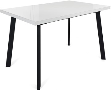 Кухонный раскладной стол Сальвадор-1G (ноги черные, стекло cristal/белый цемент) в Нижневартовске