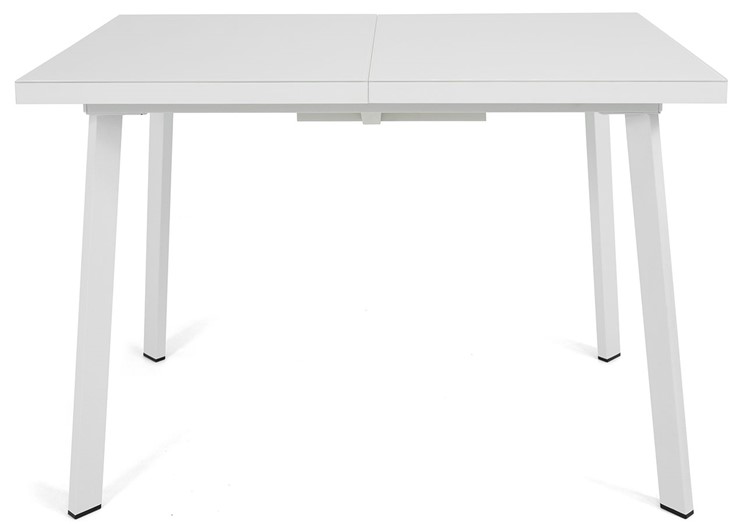 Раздвижной стол Сальвадор-1G (ноги белые, стекло cristal/белый цемент) в Сургуте - изображение 1