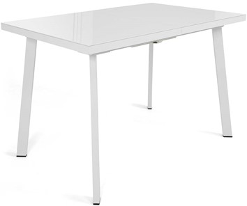 Раздвижной стол Сальвадор-1G (ноги белые, стекло cristal/белый цемент) в Нижневартовске