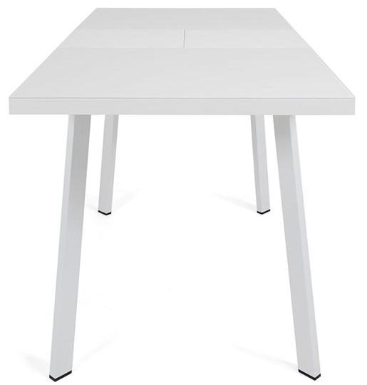 Кухонный раскладной стол Сальвадор-2G (ноги белые, стекло cristal/белый цемент) в Ханты-Мансийске - изображение 4
