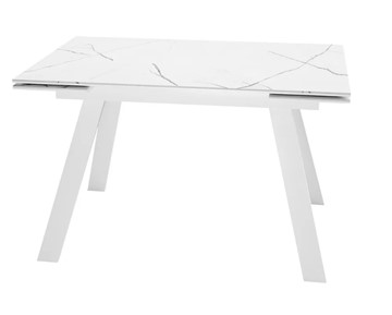 Стол раздвижной SKL 140, керамика белый мрамор/подстолье белое/ножки белые в Лангепасе