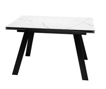 Кухонный стол раскладной SKL 140, керамика белый мрамор/подстолье черное/ножки черные в Югорске - предосмотр