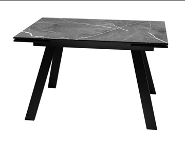 Обеденный раздвижной стол SKL 140, керамика черный мрамор/подстолье черное/ножки черные в Урае