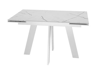 Стол раздвижной SKM 120, керамика белый мрамор/подстолье белое/ножки белые в Урае - предосмотр