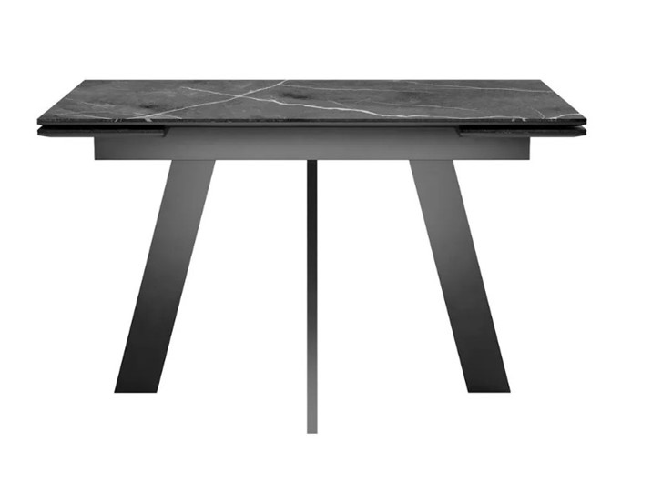 Обеденный раздвижной стол SKM 120, керамика черный мрамор/подстолье черное/ножки черные в Урае - изображение 2