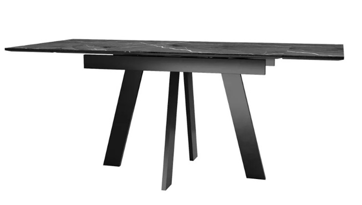 Обеденный раздвижной стол SKM 120, керамика черный мрамор/подстолье черное/ножки черные в Урае - изображение 3
