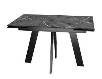Обеденный раздвижной стол SKM 120, керамика черный мрамор/подстолье черное/ножки черные в Урае