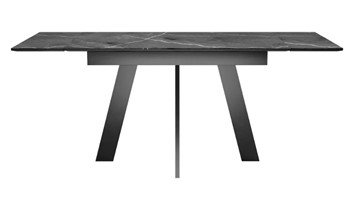 Обеденный раздвижной стол SKM 120, керамика черный мрамор/подстолье черное/ножки черные в Югорске - предосмотр 4