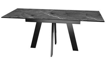 Обеденный раздвижной стол SKM 120, керамика черный мрамор/подстолье черное/ножки черные в Югорске - предосмотр 5