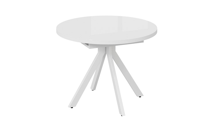 Кухонный стол раскладной Стокгольм Тип 1 (Белый муар/Стекло глянцевое белое) в Лангепасе - изображение 2