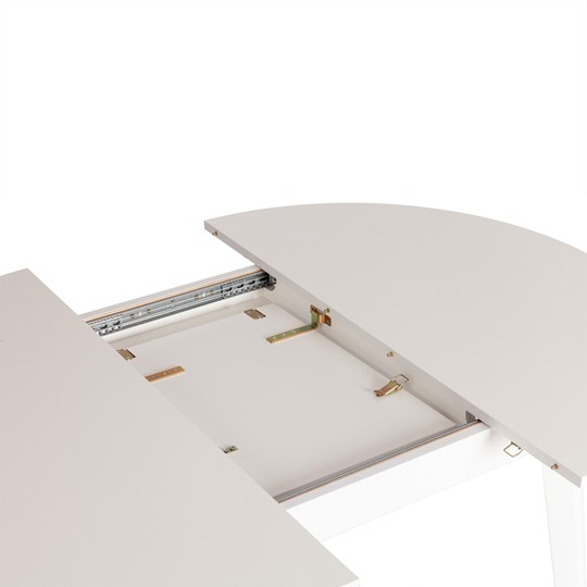 Кухонный раздвижной стол SVELTO ЛДСП, опора-массив березы, 105х105(140)х74.5 см, Белый /белый арт.20325 в Лангепасе - изображение 8