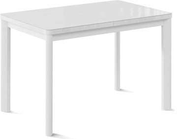 Раздвижной стол Токио-1G (ноги металлические белые, cтекло cristal/белый цемент) в Лангепасе