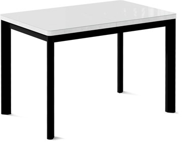 Кухонный раскладной стол Токио-1G (ноги металлические черные, cтекло cristal/белый цемент) в Нягани