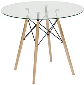 Кухонный обеденный стол CINDY GLASS (mod.80GLASS) металл/стекло, D80х75см, прозрачный арт.13068 в Лангепасе