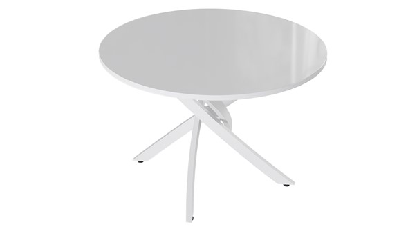 Стол на кухню Diamond тип 2 (Белый муар/Белый глянец) в Лангепасе - изображение