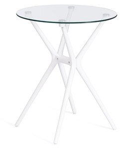 Кухонный обеденный стол PARNAVAZ (mod. 29) пластик/стекло, 60х60х70,5 прозрачный/белый арт.19697 в Лангепасе