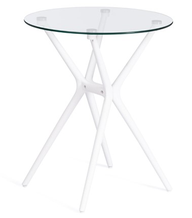 Кухонный обеденный стол PARNAVAZ (mod. 29) пластик/стекло, 60х60х70,5 прозрачный/белый арт.19697 в Урае - изображение