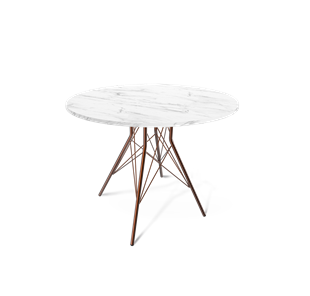 Кухонный круглый стол SHT-TU2-1 / SHT-TT 90 ЛДСП (мрамор кристалл/медный металлик) в Сургуте