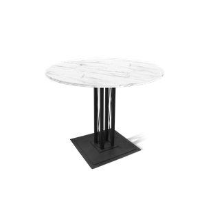 Круглый стол на кухню SHT-TU6-BS1 / SHT-TT 90 ЛДСП (мрамор кристалл/черный) в Сургуте